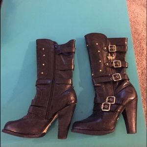 Carlos Santana Leather (leopard lined) boots